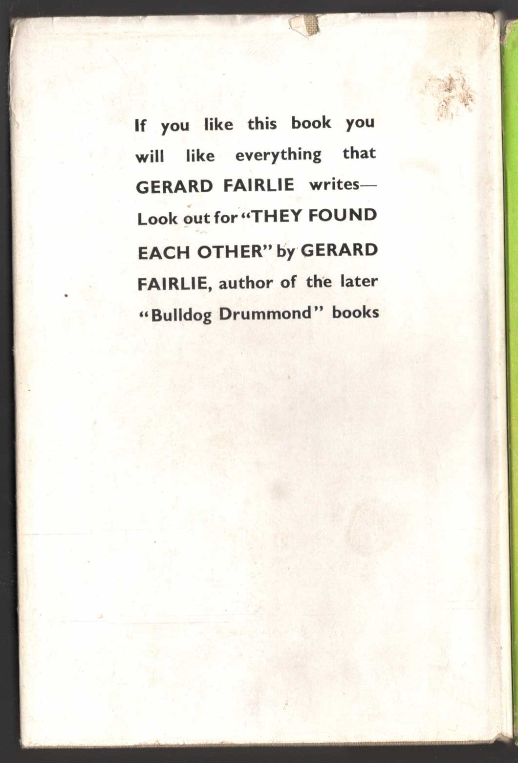 CAPTAIN BULLDOG DRUMMOND magnified rear book cover image