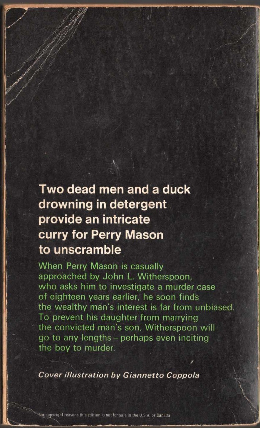 Erle Stanley Gardner  THE CASE OF THE DROWNING DUCK magnified rear book cover image