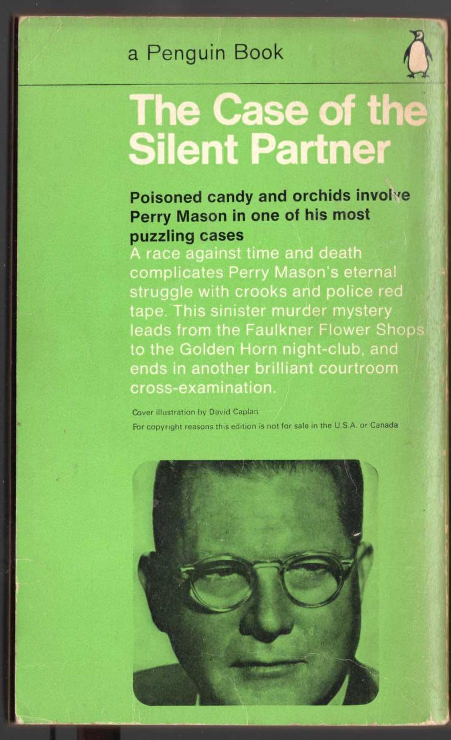 Erle Stanley Gardner  THE CASE OF THE SILENT PARTNER magnified rear book cover image