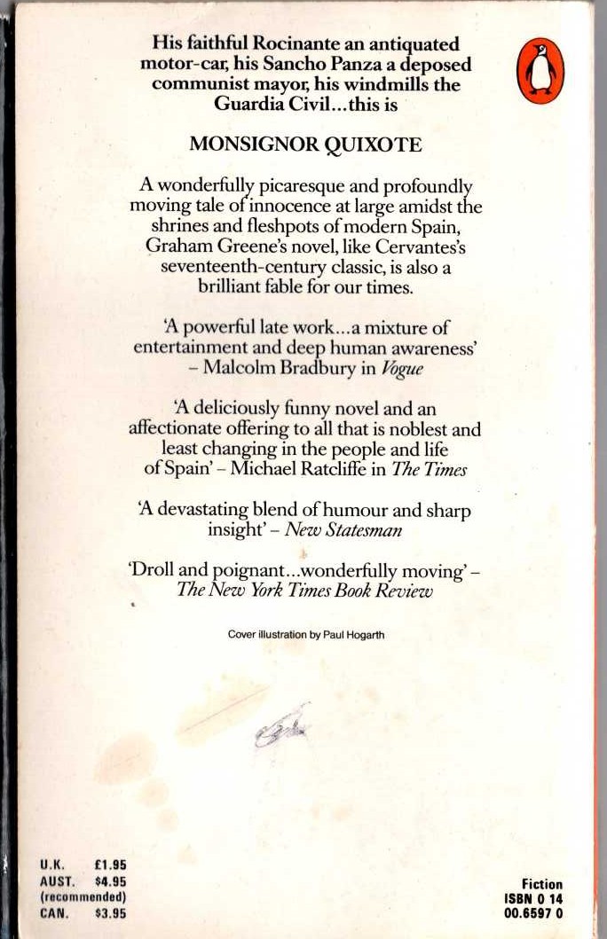 Graham Greene  MONSIGNOR QUIXOTE magnified rear book cover image