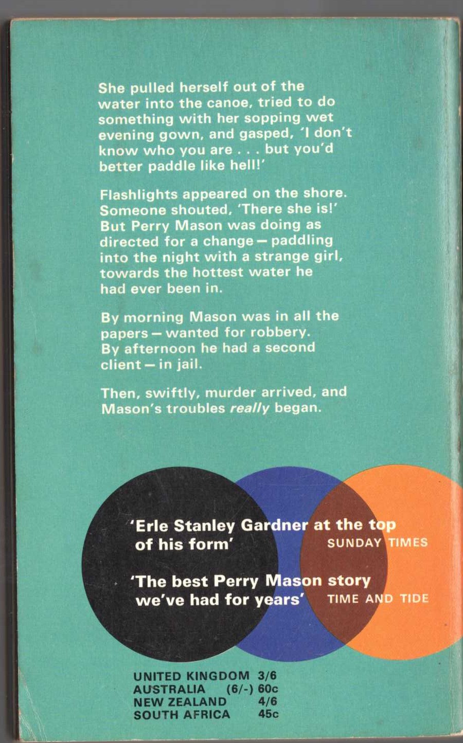 Erle Stanley Gardner  THE CASE OF THE NEGLIGENT NYMPH magnified rear book cover image