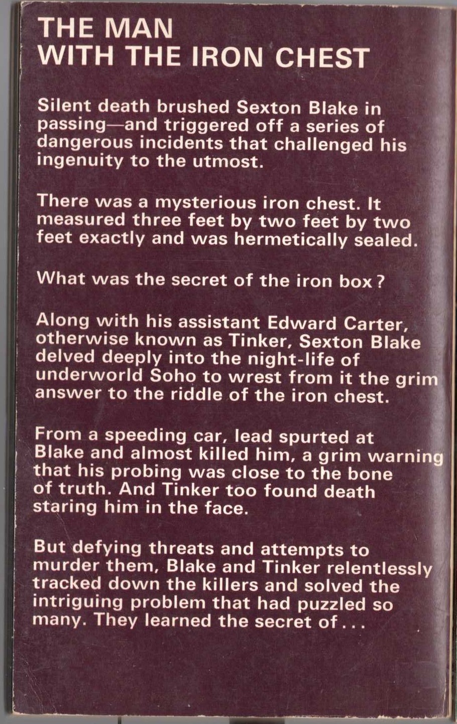 John Creasey  THE TOFF ON ICE magnified rear book cover image
