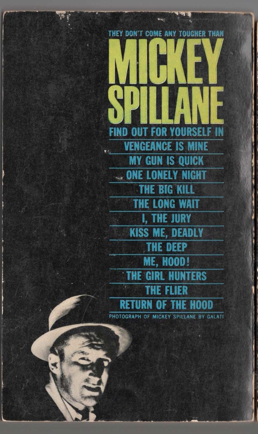 Mickey Spillane  RETURN OF THE HOOD magnified rear book cover image