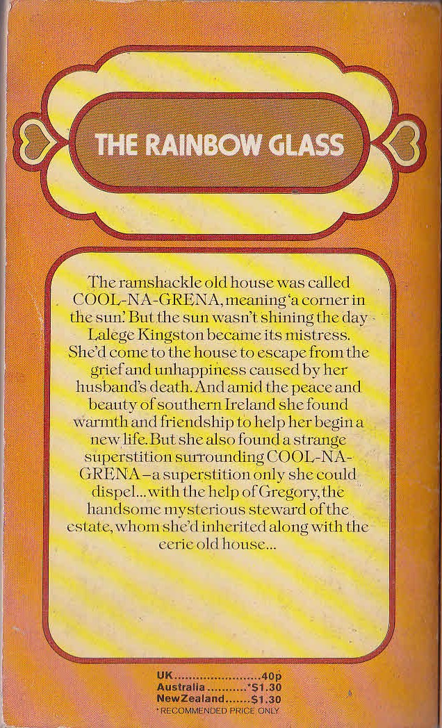 Alice Dwyer-Joyce  THE RAINBOW GLASS magnified rear book cover image
