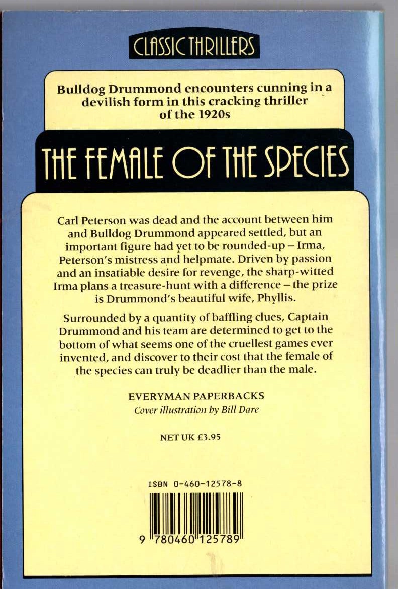 'Sapper'   THE FEMALE OF THE SPECIES magnified rear book cover image