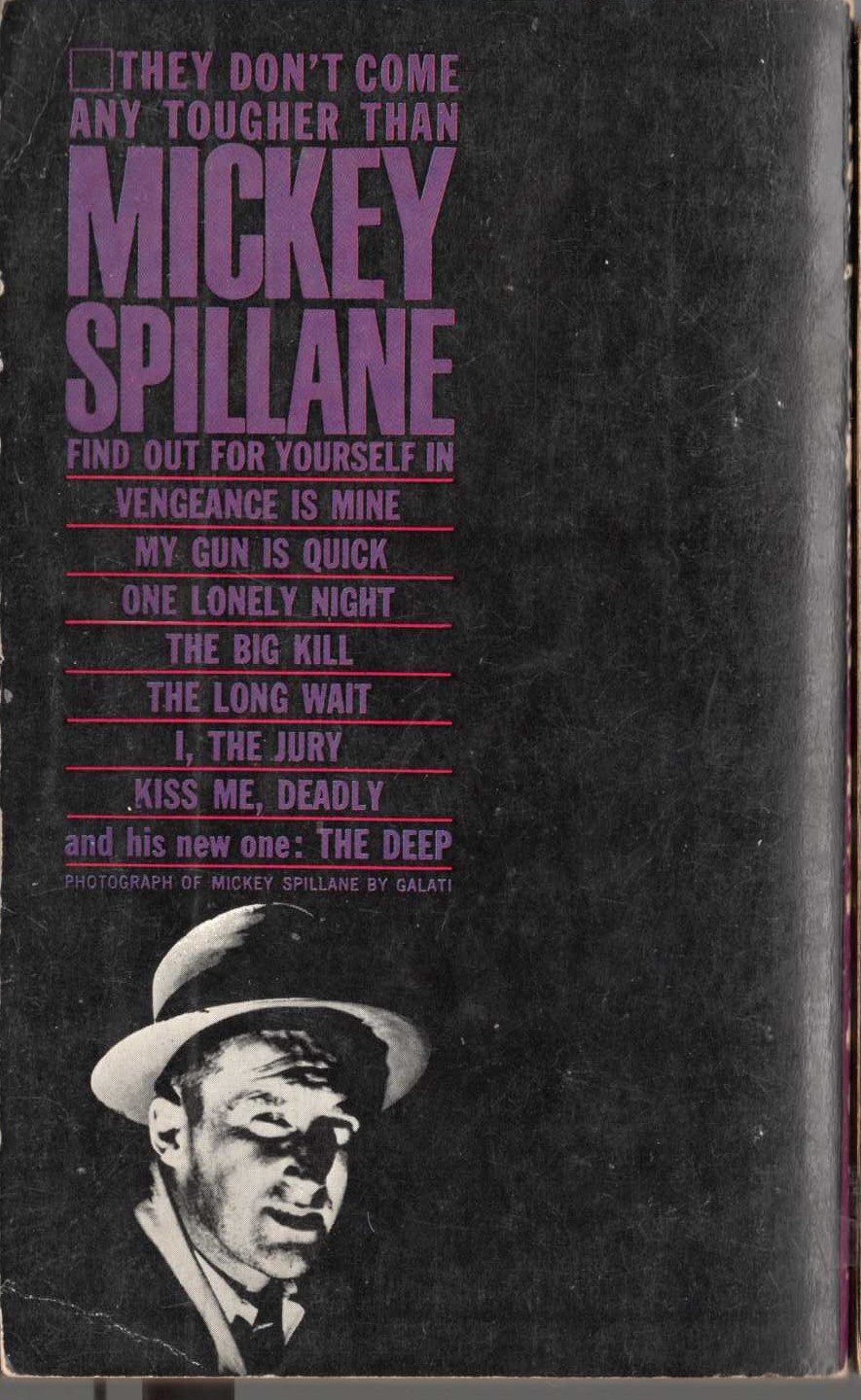 Mickey Spillane  KISS ME, DEADLY magnified rear book cover image
