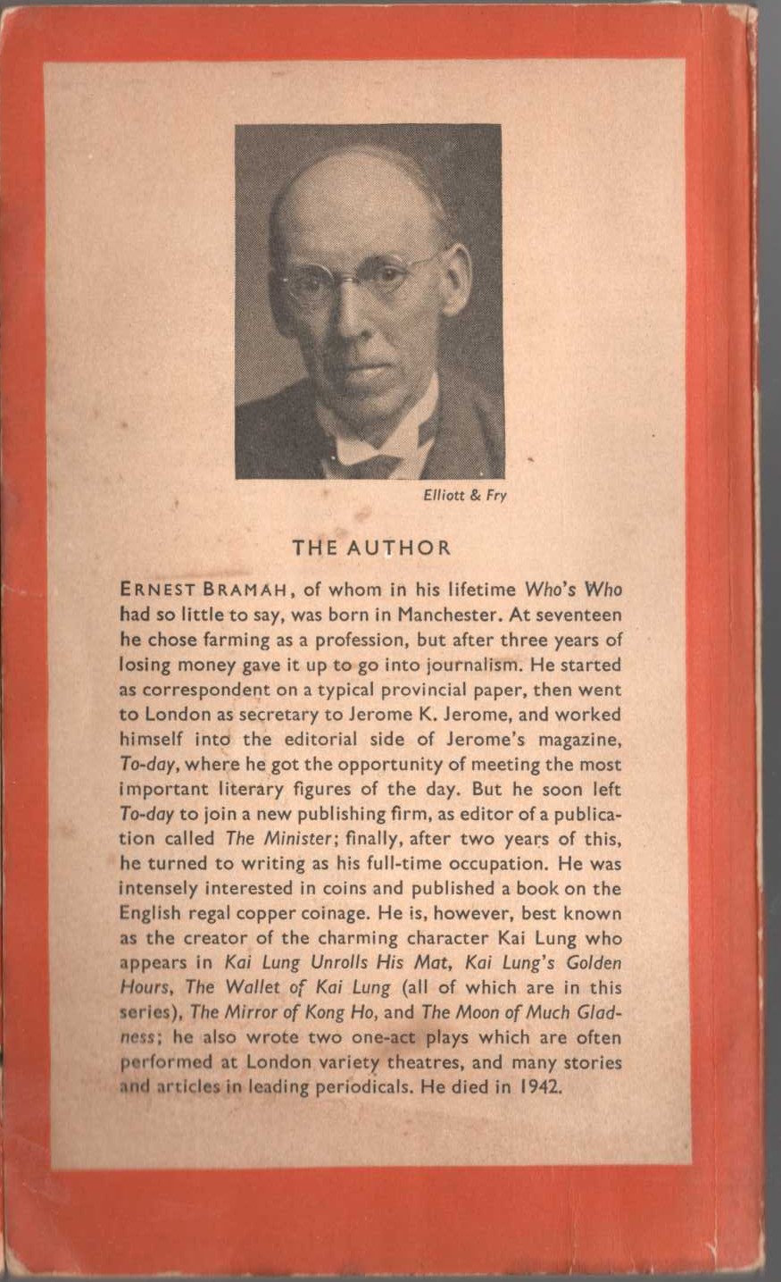 Ernest Bramah  KAI LUNG'S GOLDEN HOURS magnified rear book cover image