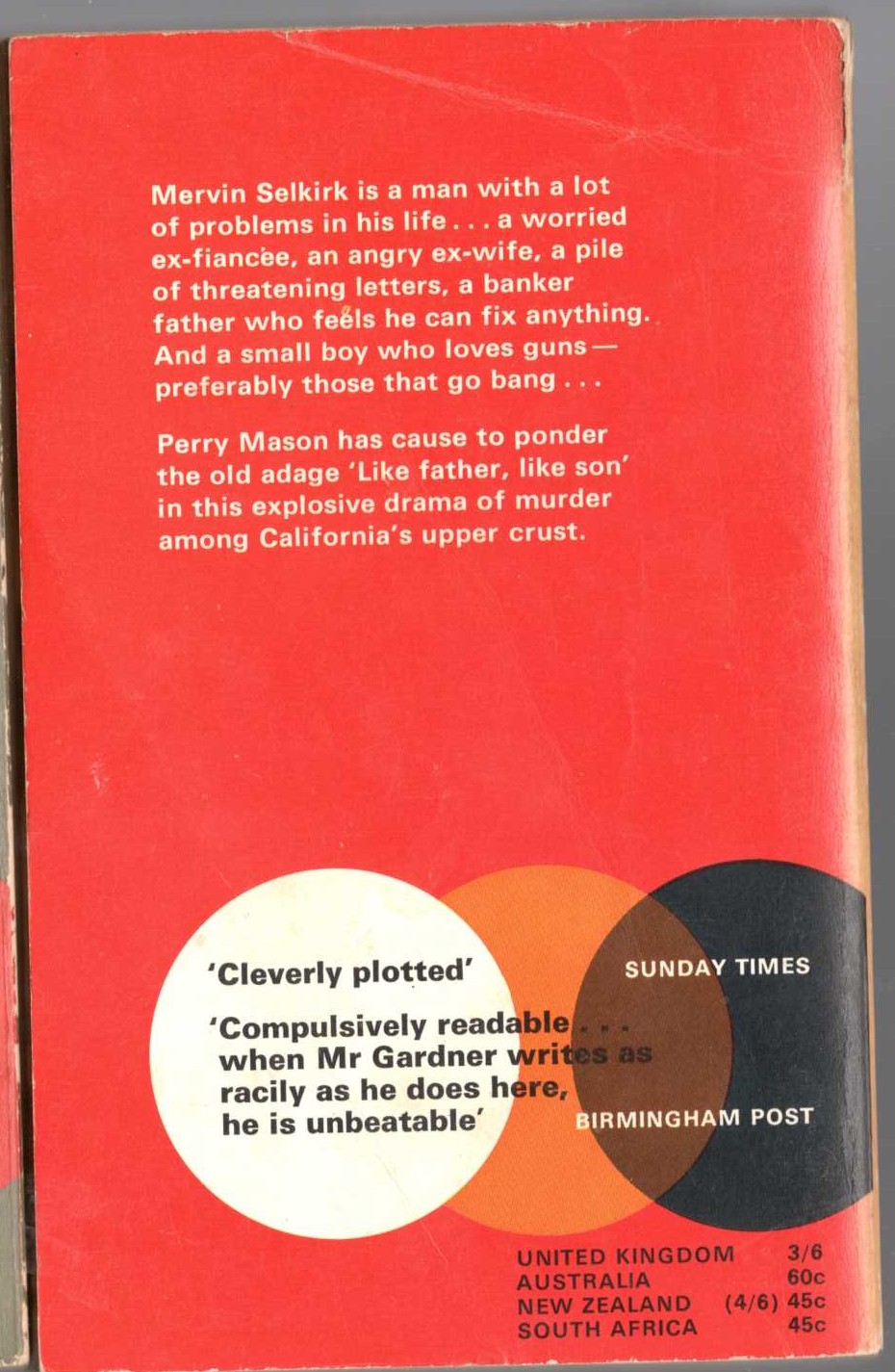 Erle Stanley Gardner  THE CASE OF THE DEADLY TOY magnified rear book cover image