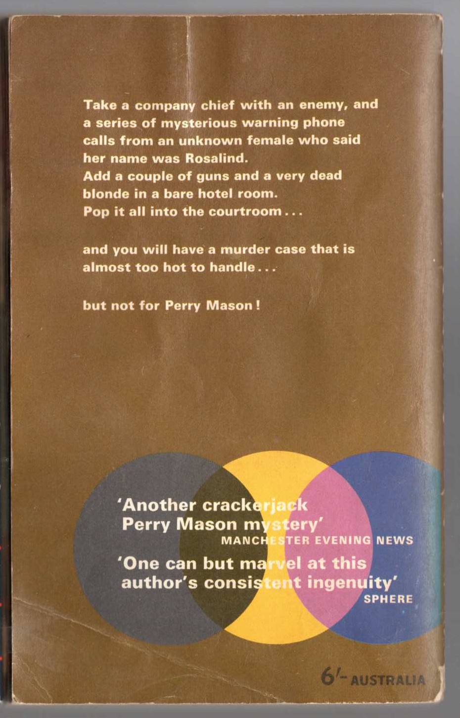 Erle Stanley Gardner  THE CASE OF THE DARING DECOY magnified rear book cover image