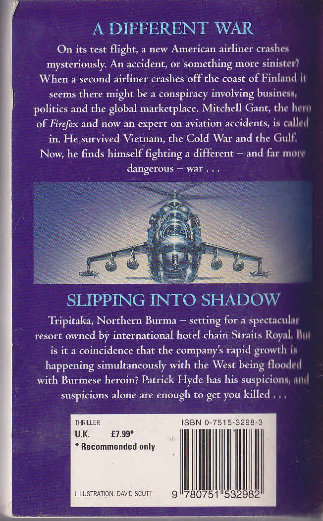 Craig Thomas  A DIFFERENT WAR/ SLIPPING INTO SHADOW magnified rear book cover image