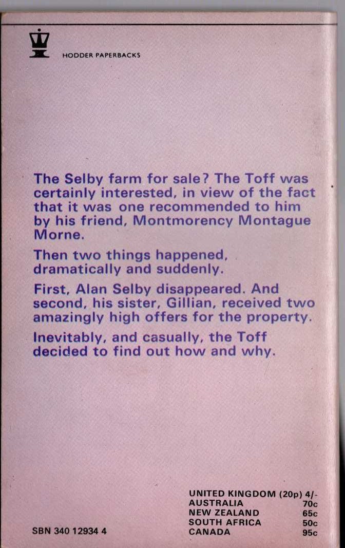 John Creasey  THE TOFF ON THE FARM magnified rear book cover image