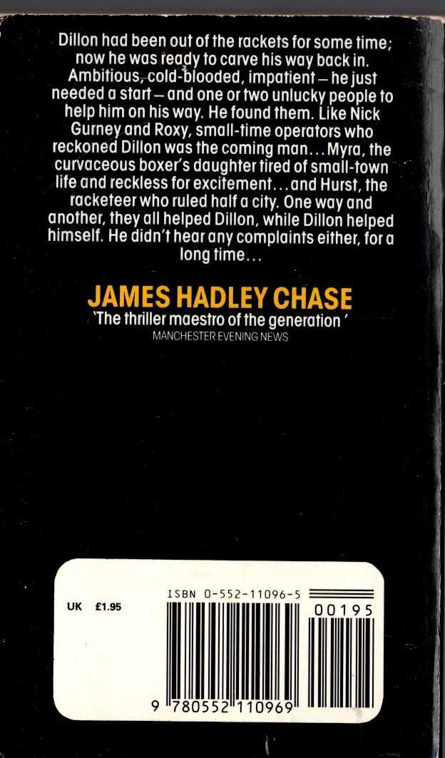 James Hadley Chase  THE DEAD STAY DUMB magnified rear book cover image