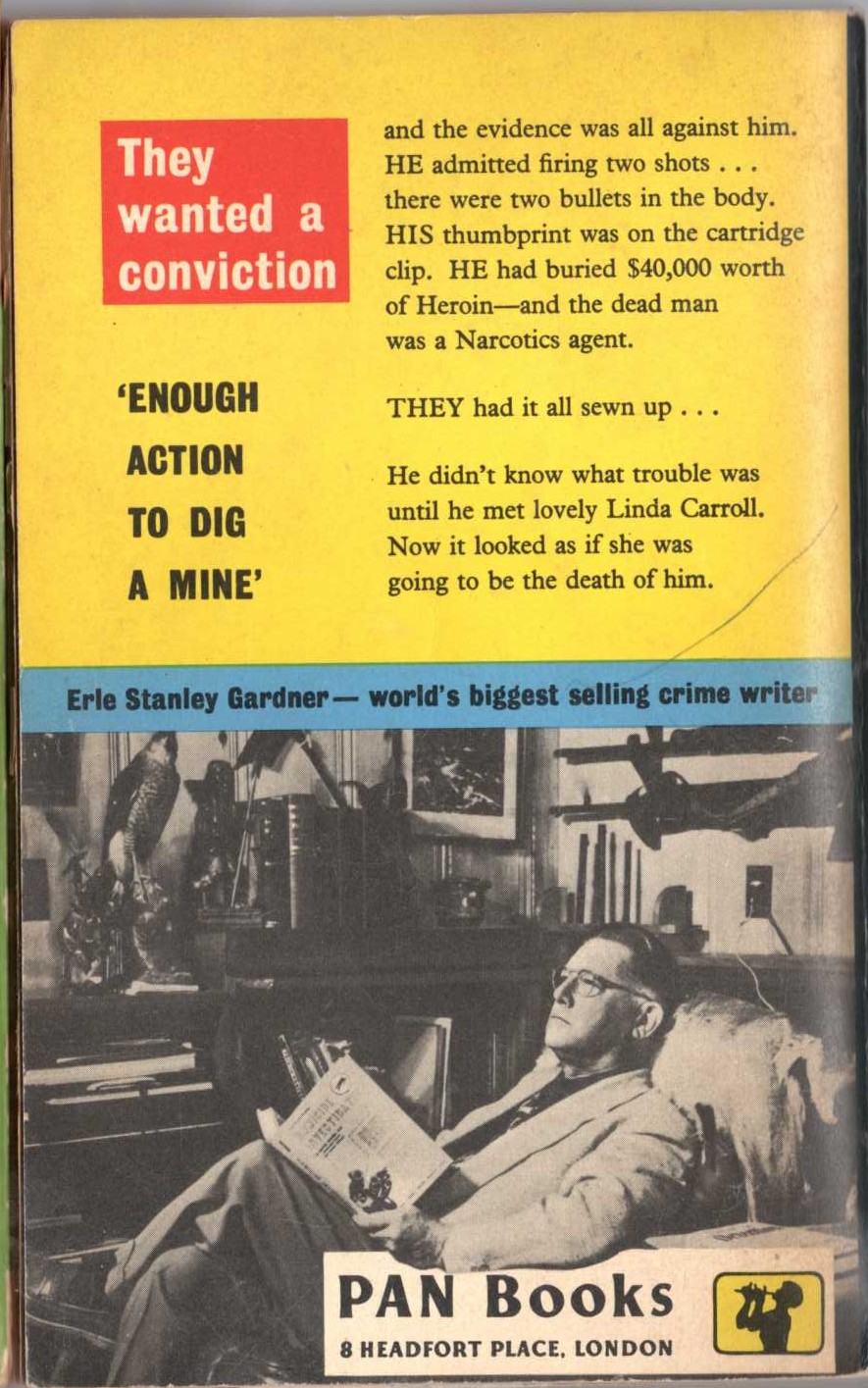 Erle Stanley Gardner  THE CASE OF THE MUSICAL COW magnified rear book cover image