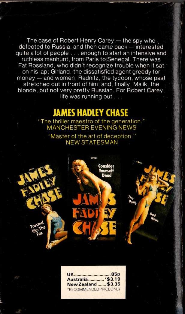 James Hadley Chase  THIS IS FOR REAL magnified rear book cover image