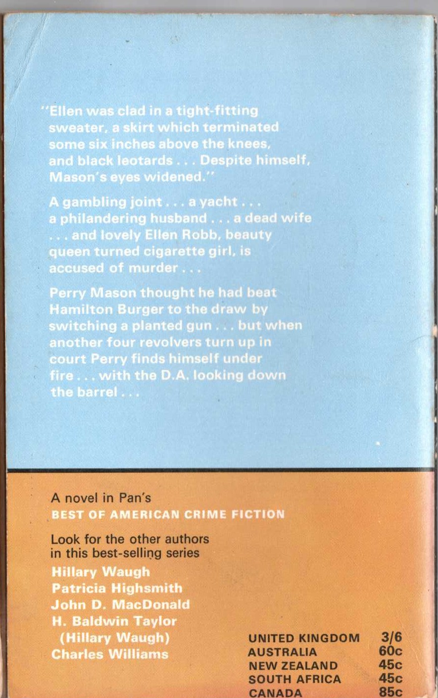 Erle Stanley Gardner  THE CASE OF THE SINGING SKIRT magnified rear book cover image