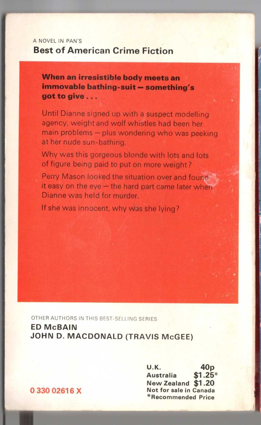 Erle Stanley Gardner  THE CASE OF THE BLONDE BONANZA magnified rear book cover image