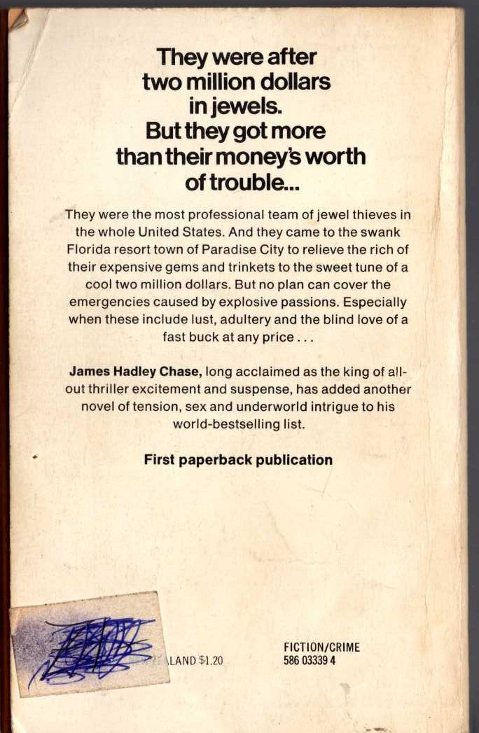 James Hadley Chase  AN EAR TO THE GROUND magnified rear book cover image