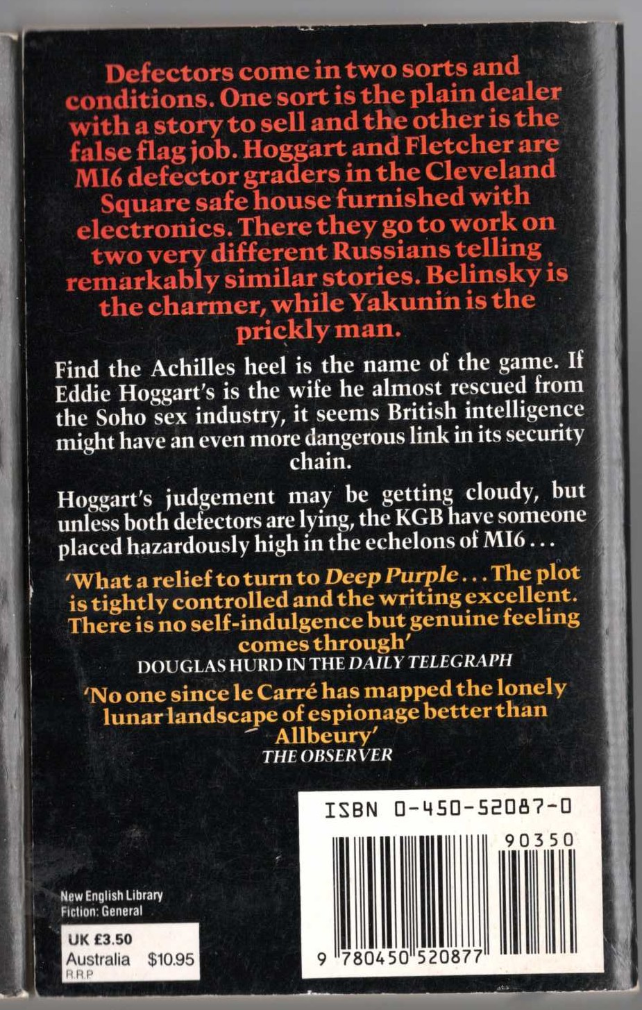 Ted Allbeury  DEEP PURPLE magnified rear book cover image