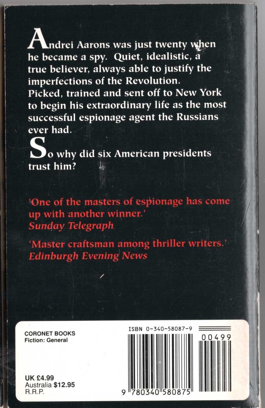 Ted Allbeury  SHOW ME A HERO magnified rear book cover image