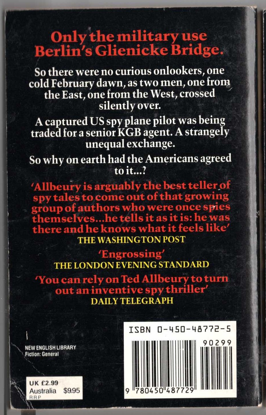 Ted Allbeury  THE CROSSING magnified rear book cover image
