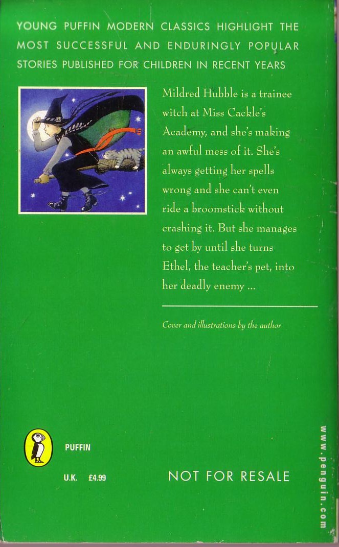 Jill Murphy  THE WORST WITCH magnified rear book cover image