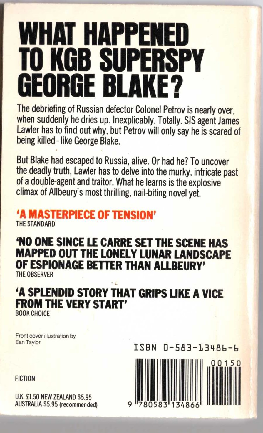 Ted Allbeury  SHADOW OF SHADOWS magnified rear book cover image