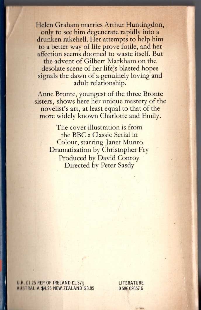 Anne Bronte  THE TENANY OF WILDFELL HALL (BBC-TV 2) magnified rear book cover image
