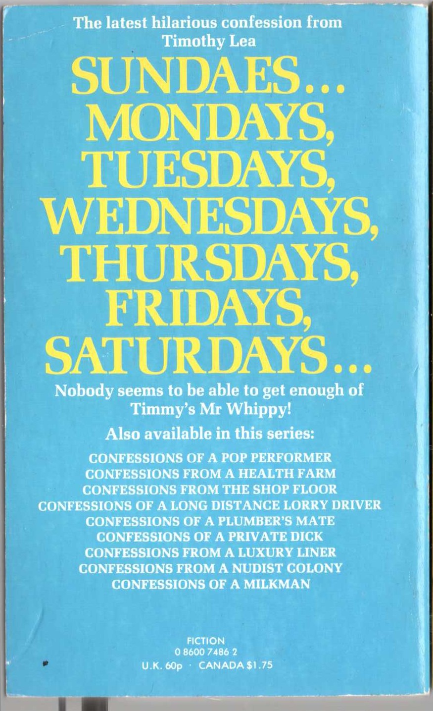 Timothy Lea  CONFESSIONS OF AN ICE CREAM MAN magnified rear book cover image