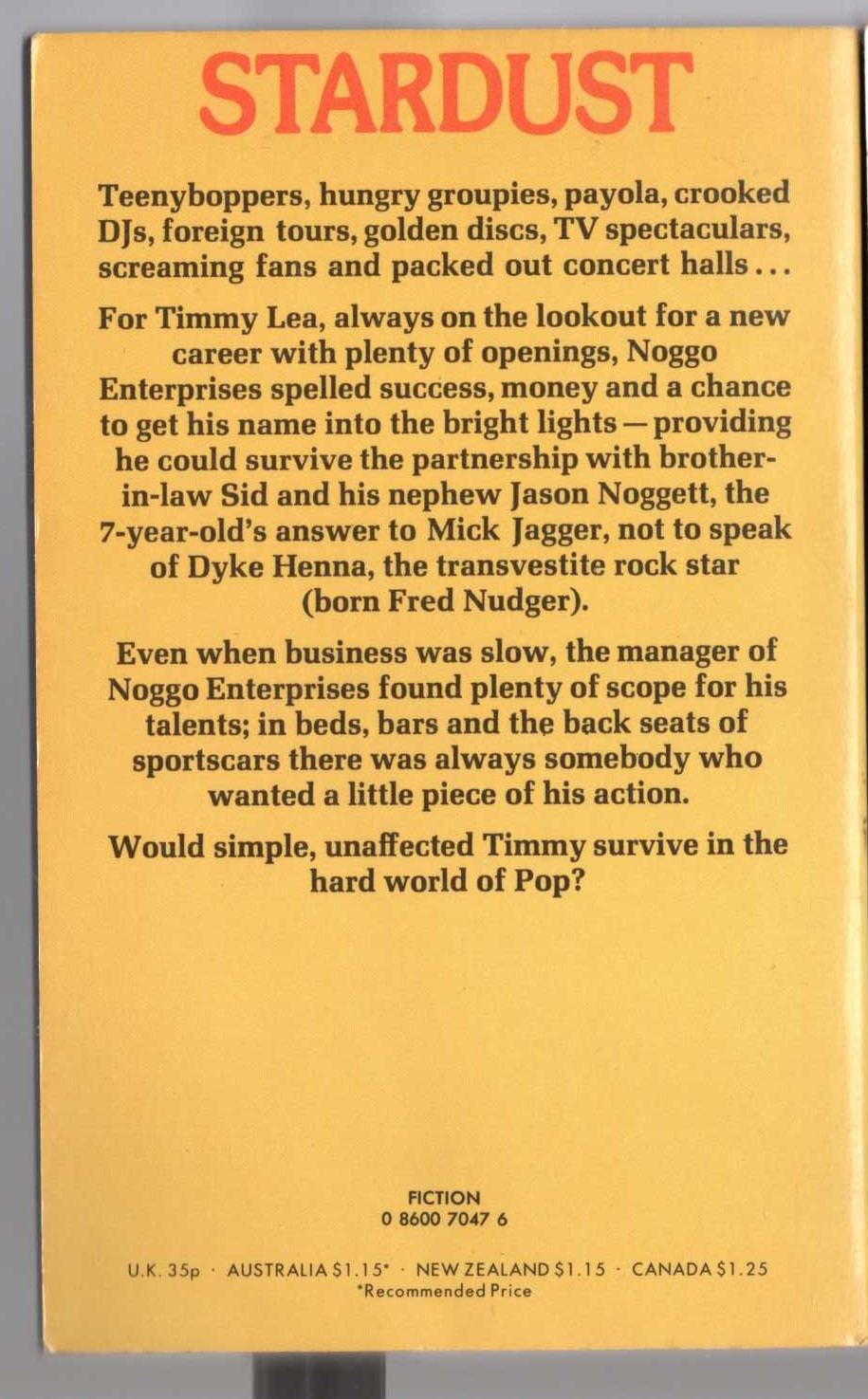Timothy Lea  CONFESSIONS FROM THE POP SCENE magnified rear book cover image