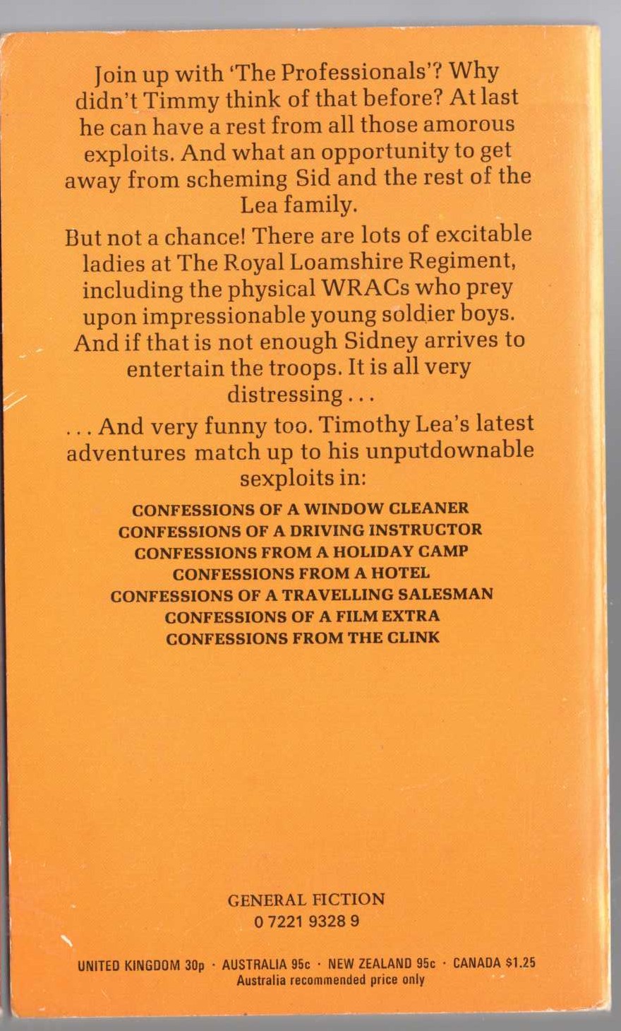 Timothy Lea  CONFESSIONS OF A PRIVATE SOLDIER magnified rear book cover image