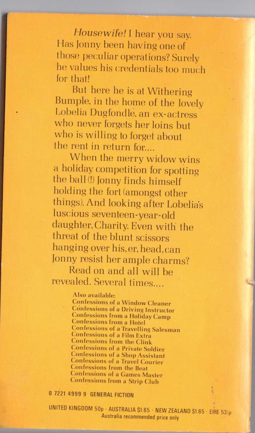 Jonathan May  CONFESSIONS OF A HOUSEWIFE magnified rear book cover image