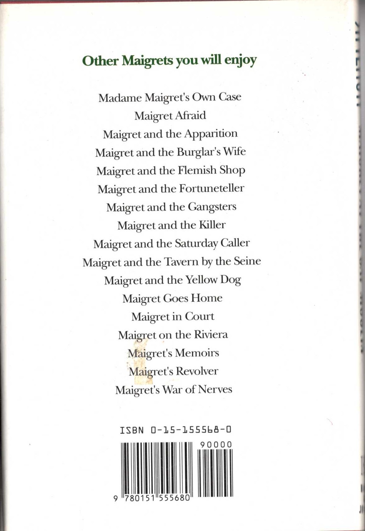 MAIGRET AT THE GAI-MOULIN magnified rear book cover image