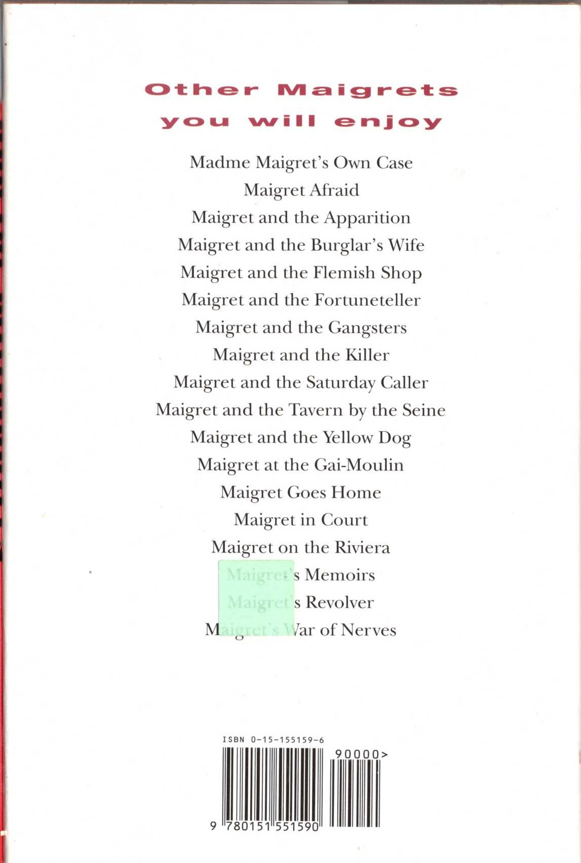 MAIGRET IN HOLLAND magnified rear book cover image