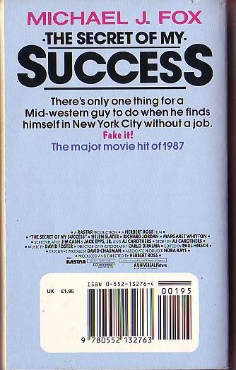 Martin Owens  THE SECRET OF MY SUCCESS (Michael J.Fox) magnified rear book cover image