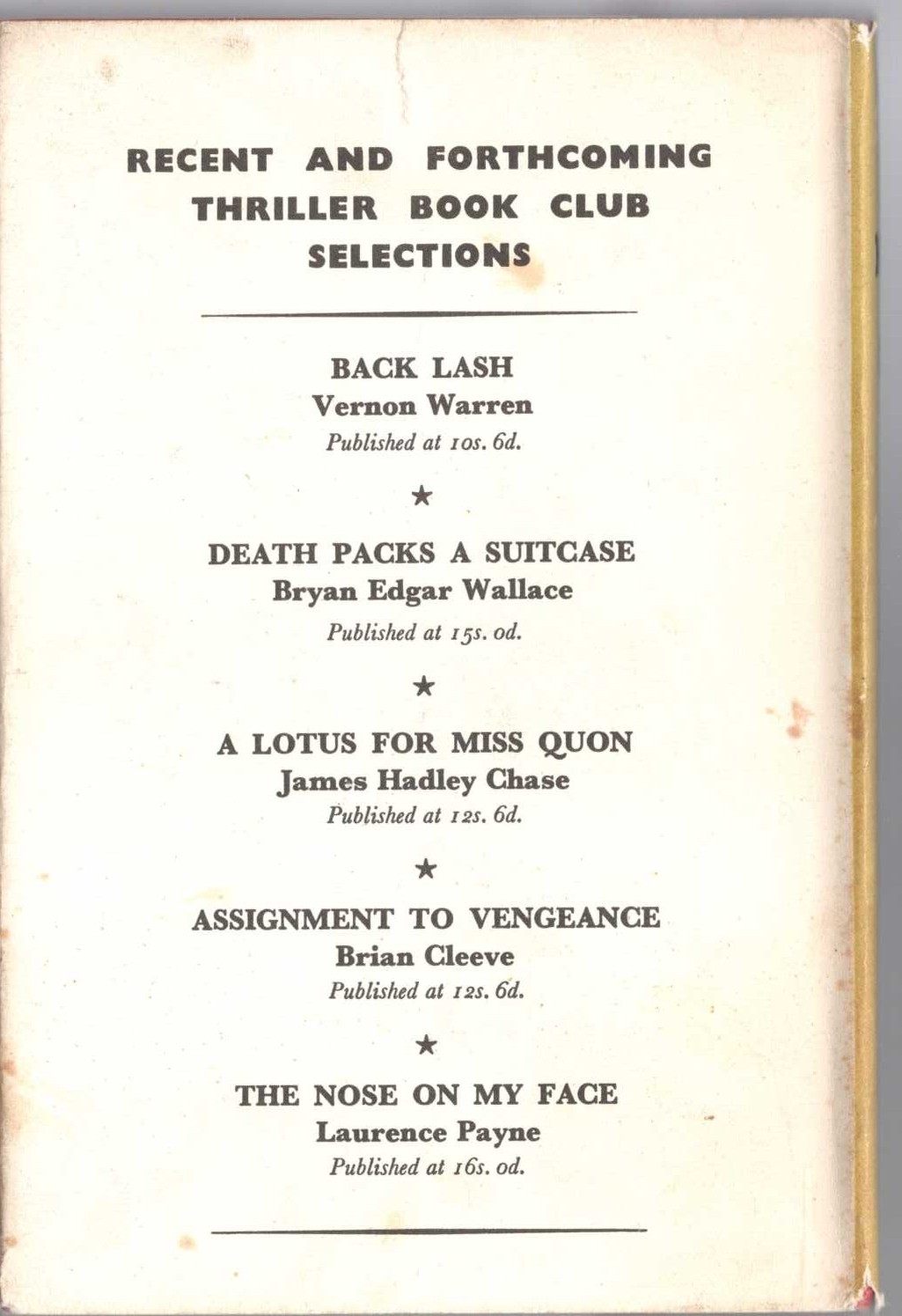 John Creasey  THE TOFF TAKES SHARES magnified rear book cover image