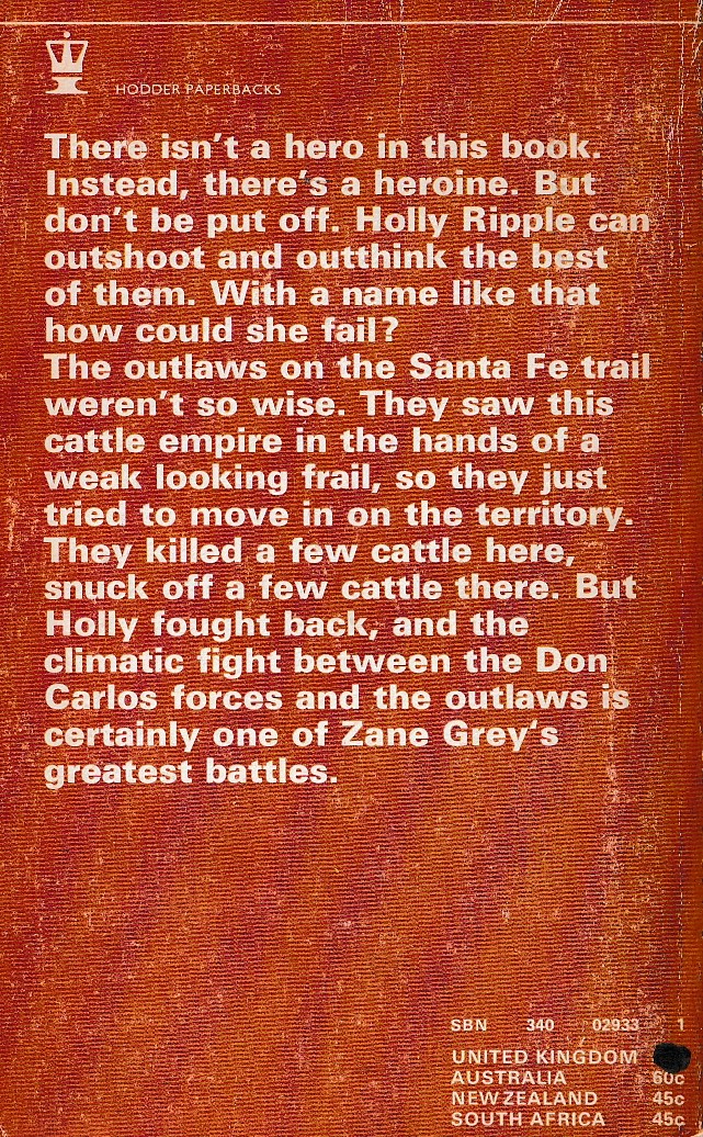 Zane Grey  KNIGHTS OF THE RANGE magnified rear book cover image