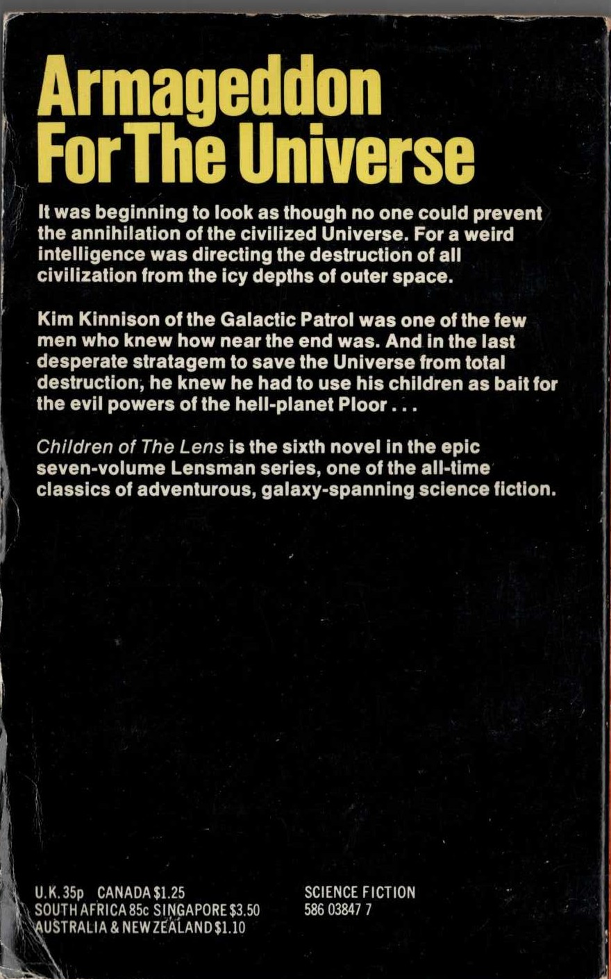 E.E.'Doc' Smith  CHILDREN OF THE LENS magnified rear book cover image