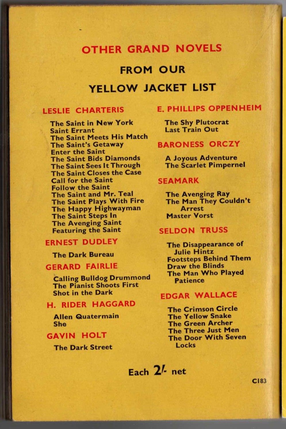 Leslie Charteris  THE SAINT GOES ON magnified rear book cover image