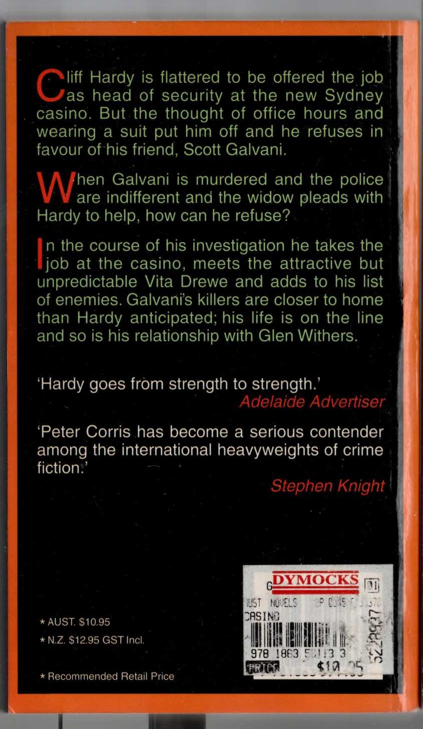 Peter Corris  CASINO magnified rear book cover image