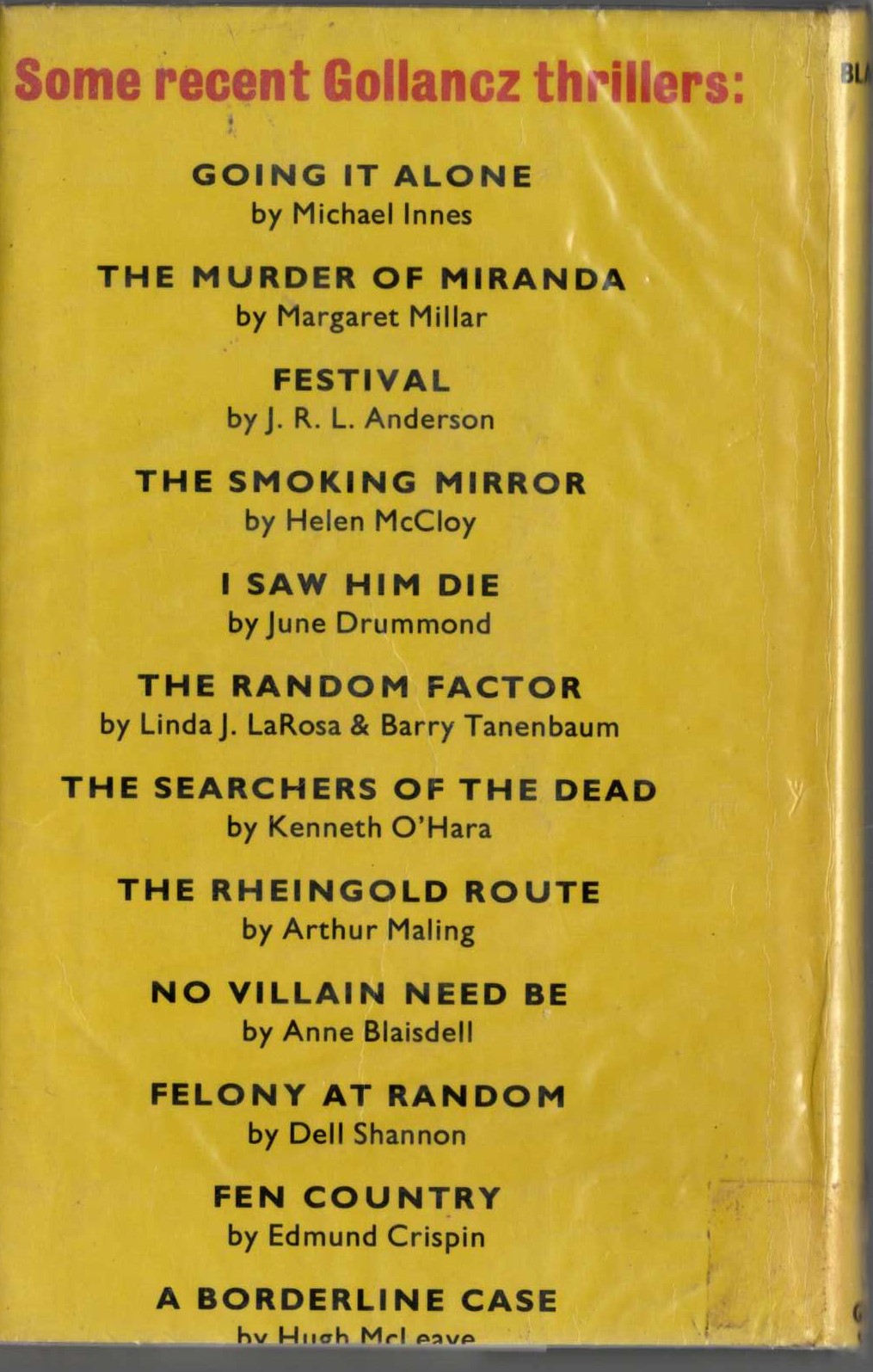 BLACKBOURNE HALL magnified rear book cover image