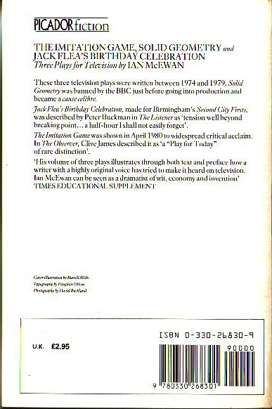 Ian McEwan  THE IMITATION GAME (Plays for television) magnified rear book cover image