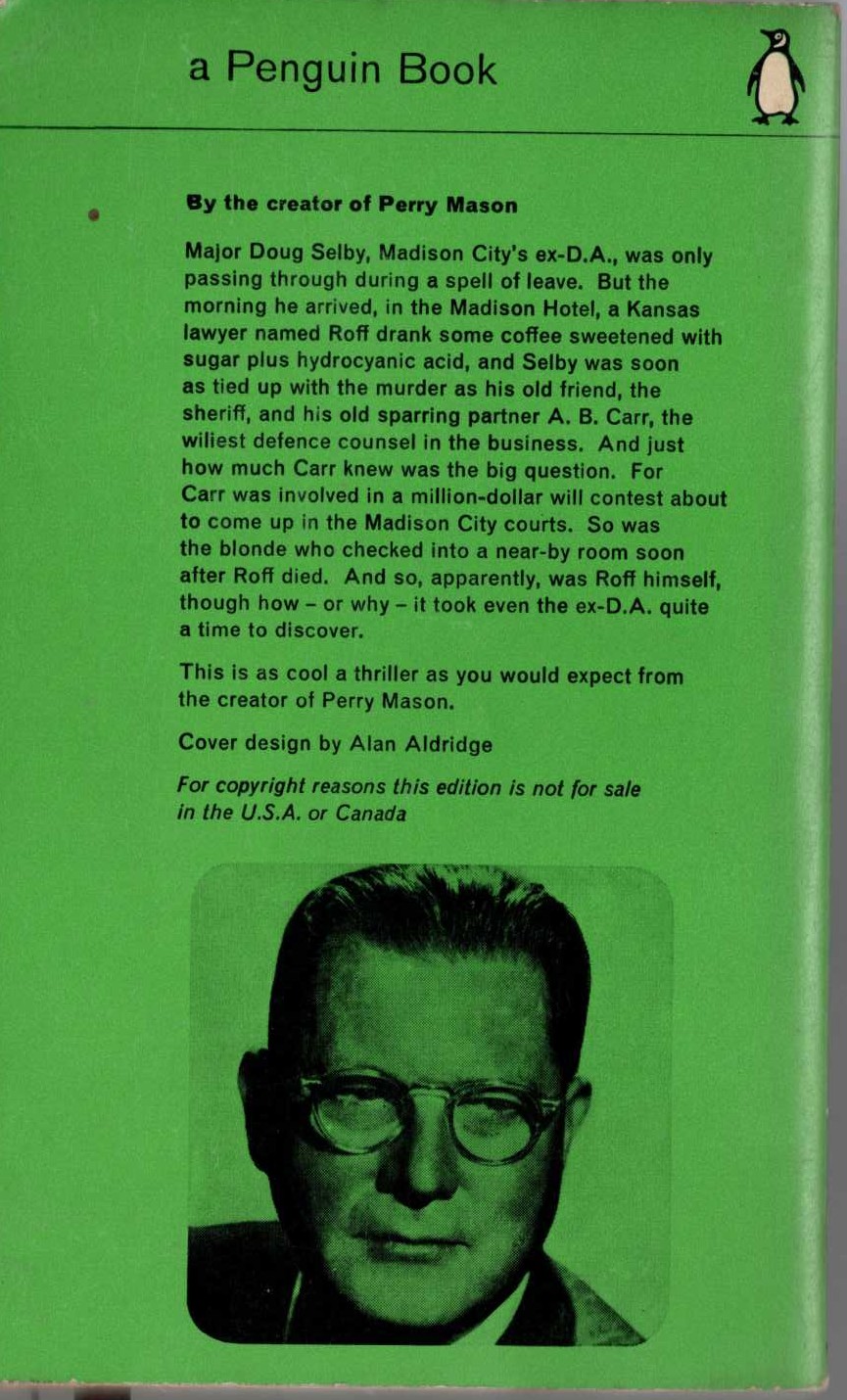 Erle Stanley Gardner  THE D.A. BREAKS A SEAL magnified rear book cover image