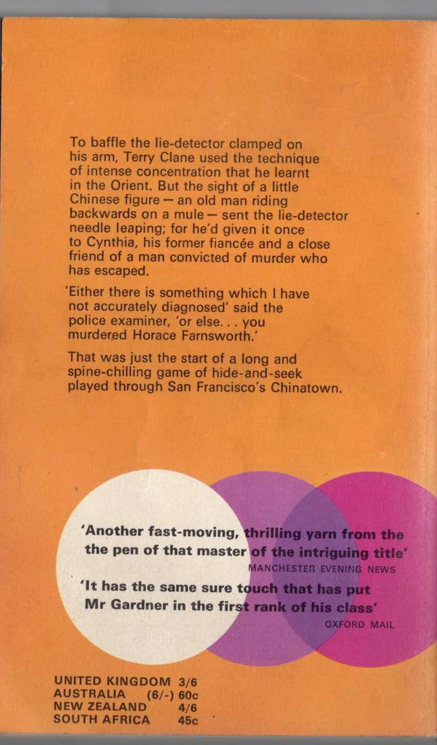 Erle Stanley Gardner  THE CASE OF THE BACAKWARD MULE magnified rear book cover image