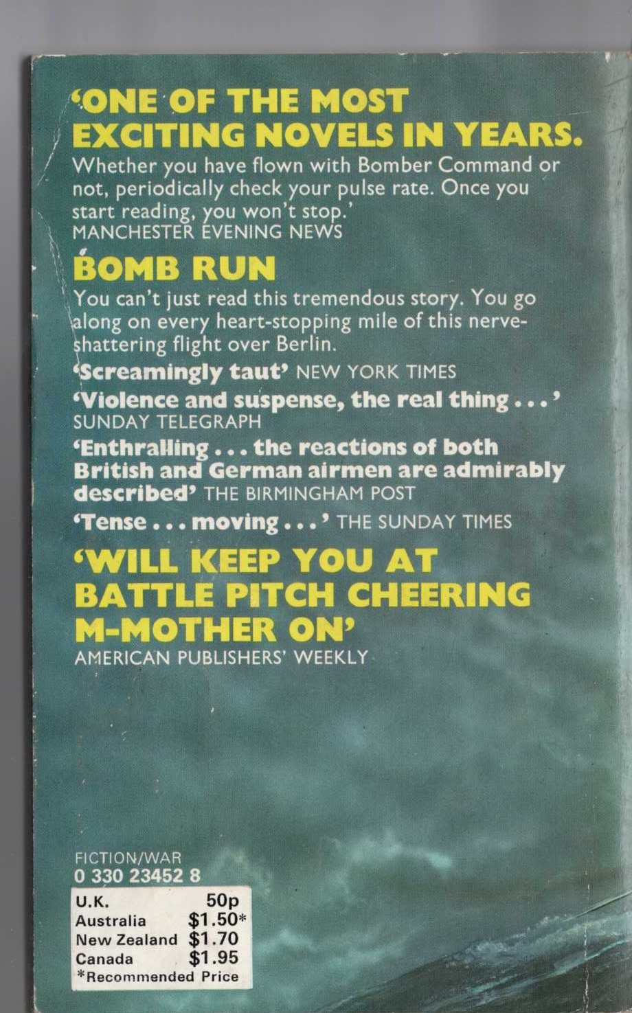 Spencer Dunmore  BOMB RUN magnified rear book cover image