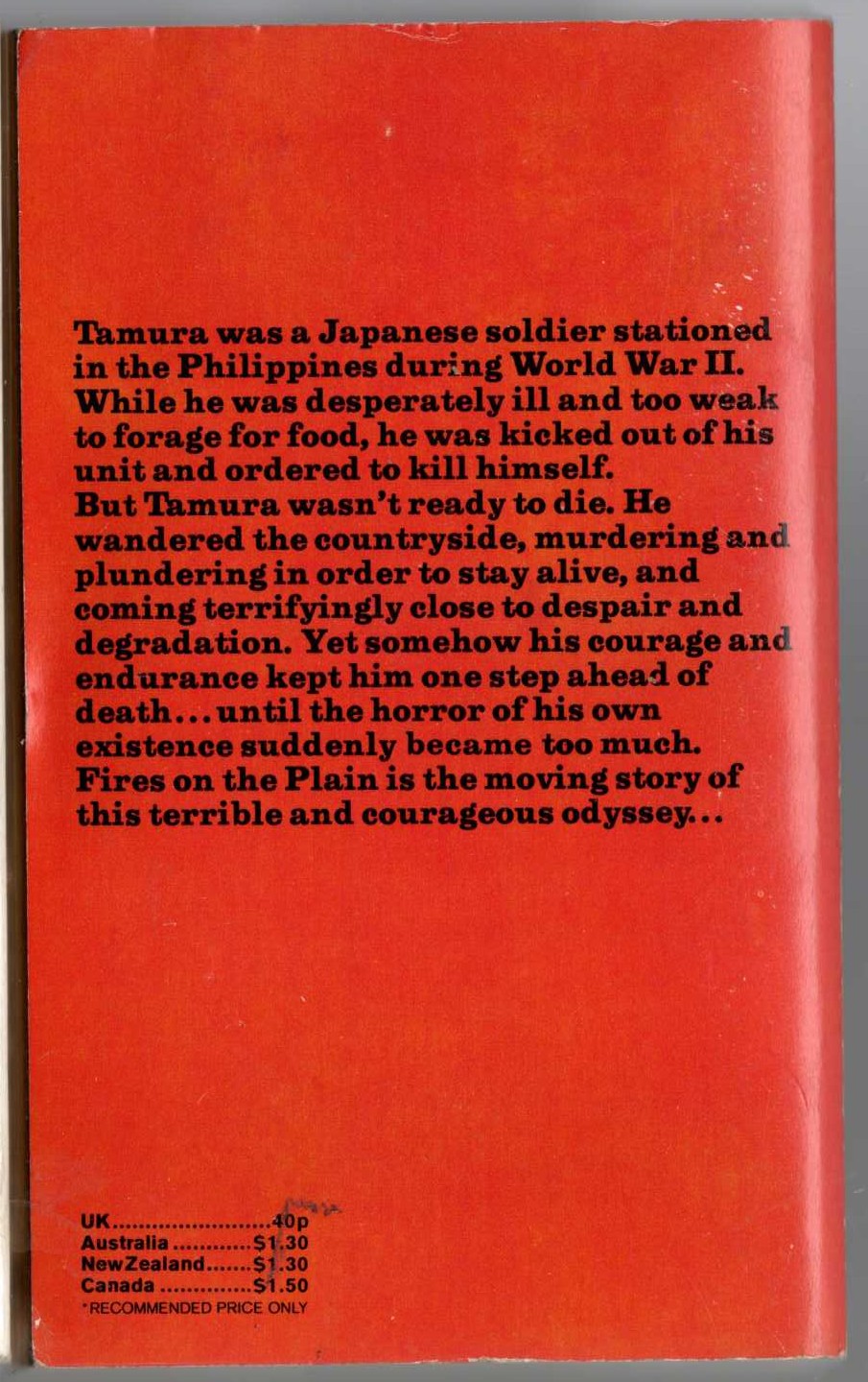Shohei Ooka  FIRES ON THE PLAIN magnified rear book cover image