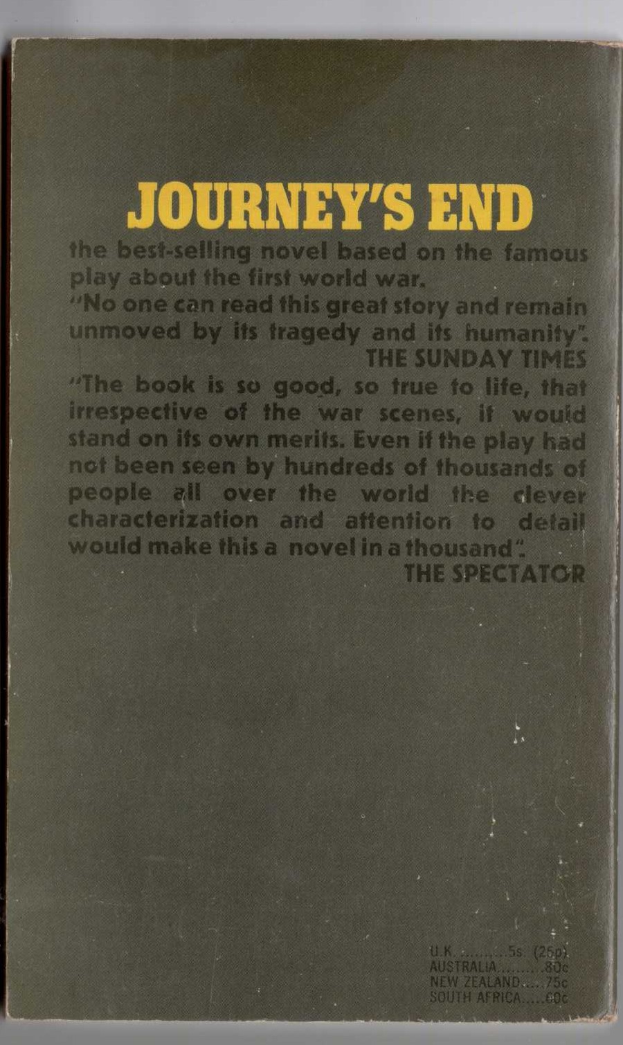 JOURNEY'S END magnified rear book cover image