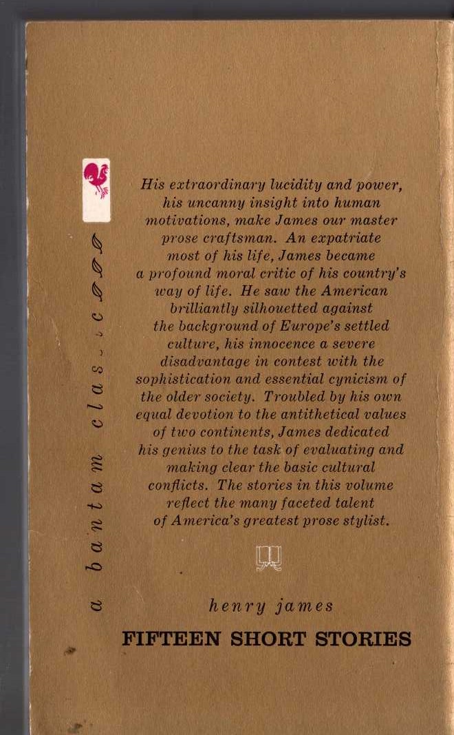Henry James  FIFTEEN SHORT STORIES magnified rear book cover image