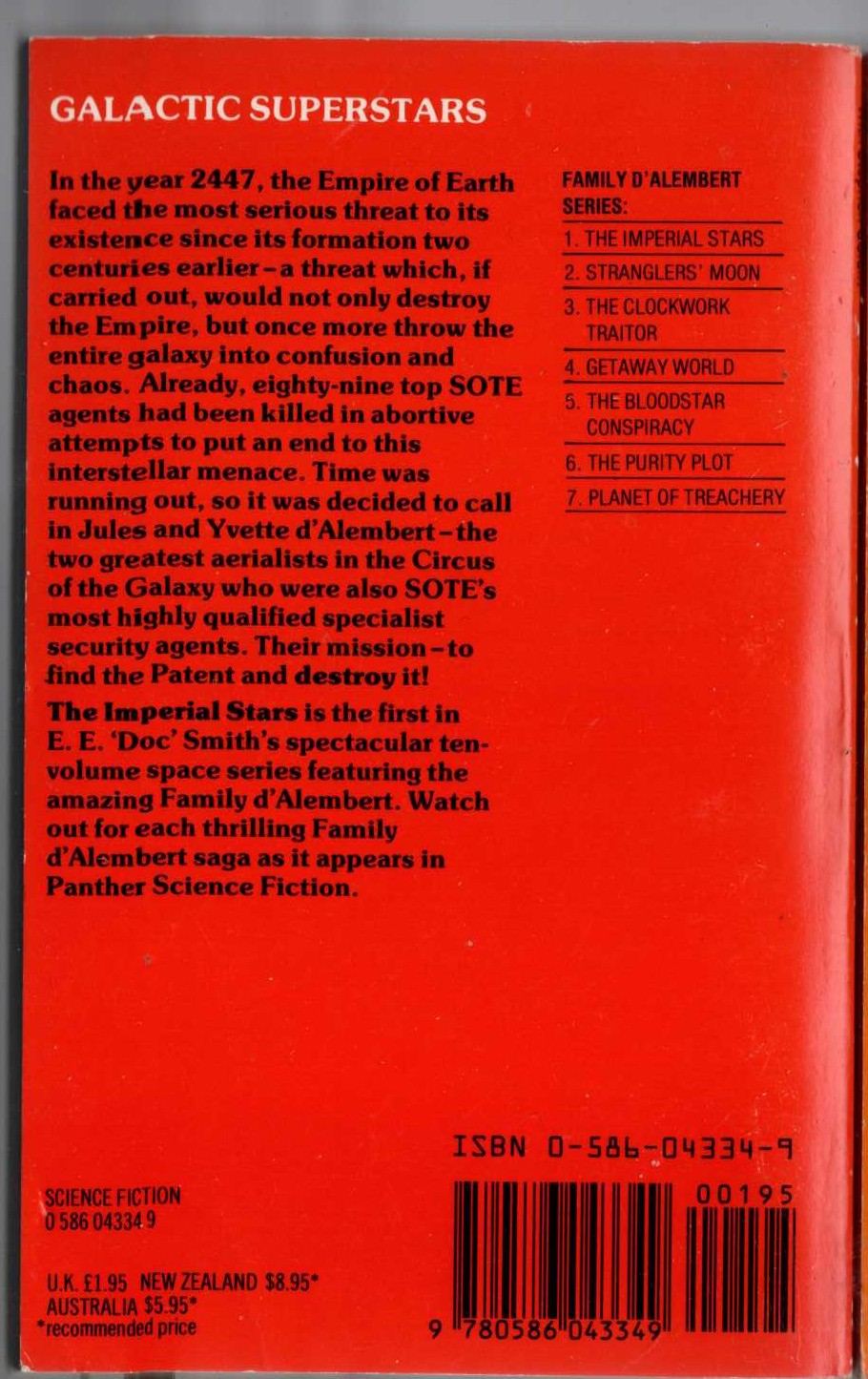 E.E.'Doc' Smith  THE IMPERIAL STARS magnified rear book cover image