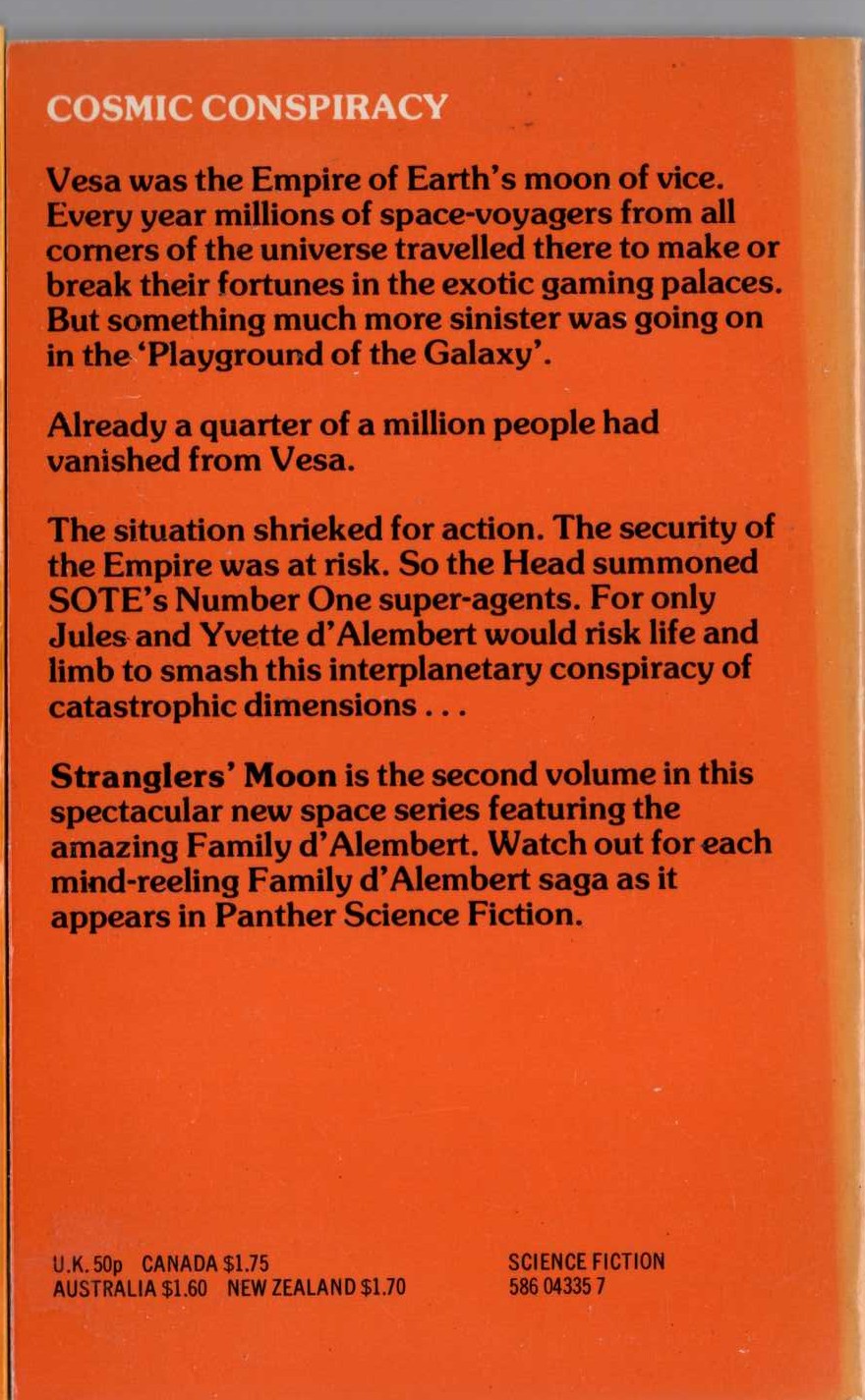 E.E.'Doc' Smith  STRANGLERS' MOON magnified rear book cover image