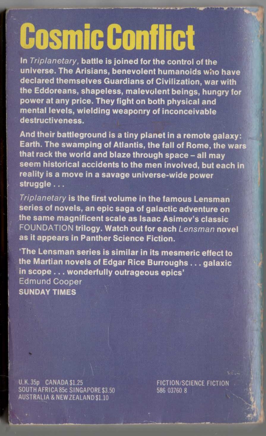 E.E.'Doc' Smith  TRIPLANETARY magnified rear book cover image